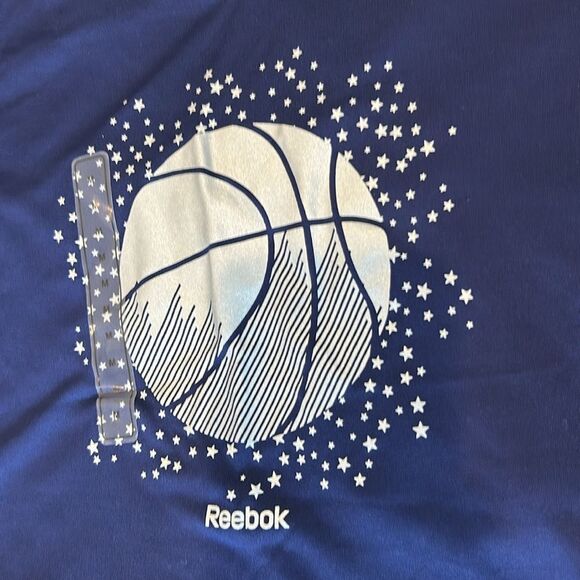 NWT Reebok Sport Kids Blue V-Neck Short Sleeves Basketball Print T-Shirt Medium - Picture 3 of 6